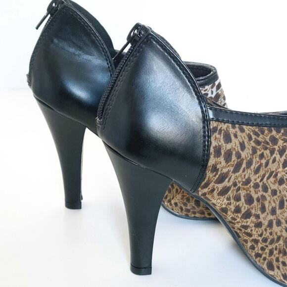 Open Toe Cheetah Print Open Toe High Heel Ankle Booties Size 8 - Picture 9 of 12